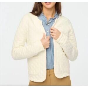 J. Crew Womens Quilted Jacket In Ivory Size Small